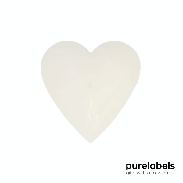 Origineel relatiegeschenk | Sociale kaars hartvormig met sticker – wit