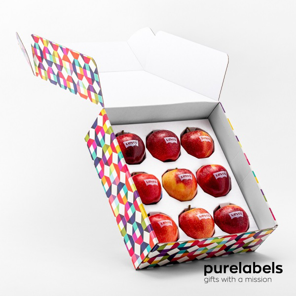 Geschenkverpakking incl. 9 appels met witte bedrukking